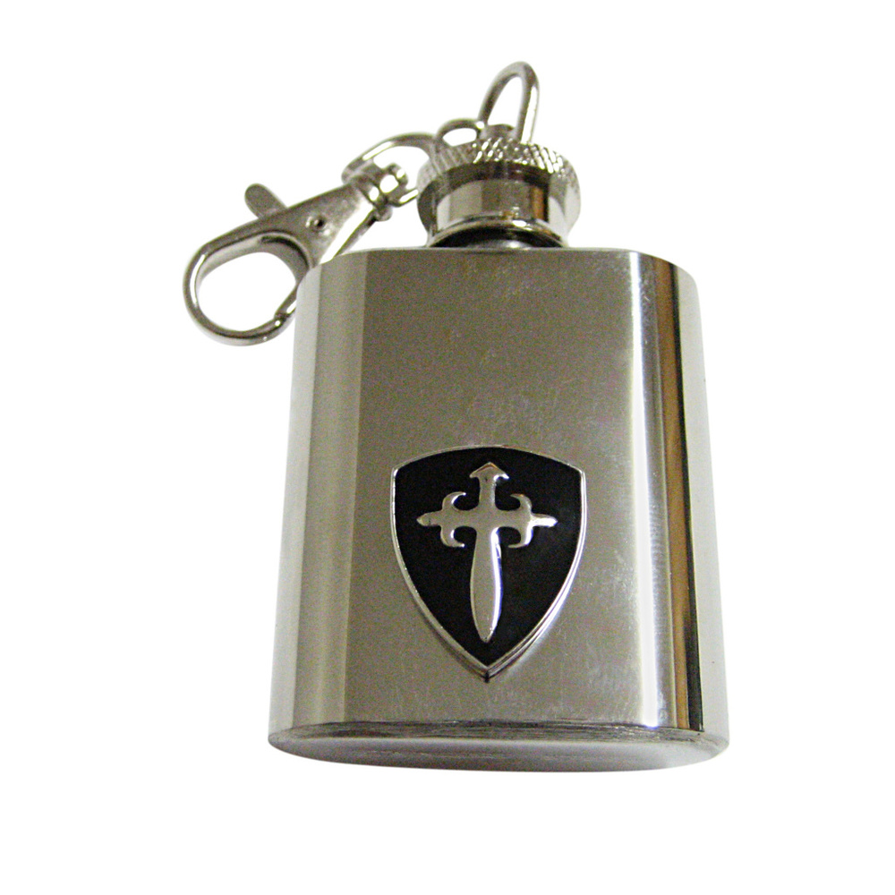 Black Medieval Shield Keychain Flask - image 1